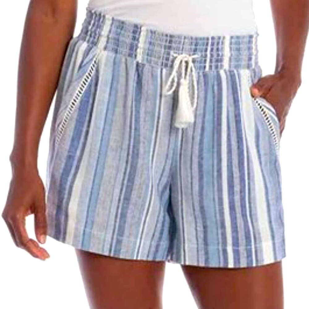 Briggs linen blend drawstring striped shorts size XS